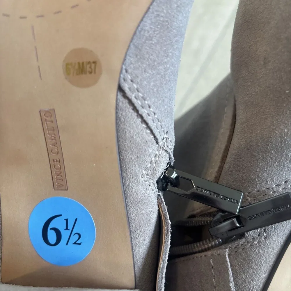 VINCE CAMUTO Ceelah Dune Oil Suede Heeled Boots Retro Festival Posh SoHo Sz6.5